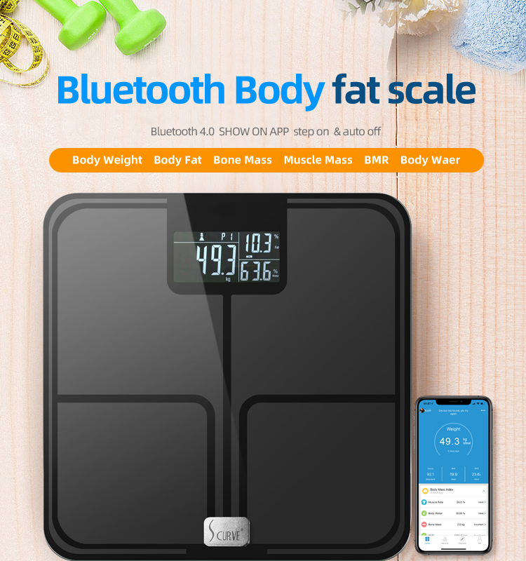 مقياس الدهون في الجسم بالبلوتوث مع تطبيق الهاتف الذكي